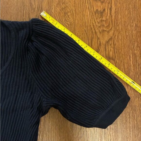 J. Crew Navy Blue Cashmere-Cotton Blend Scoop Neck Short Sleeve Sweater - Size L - Picture 6 of 8